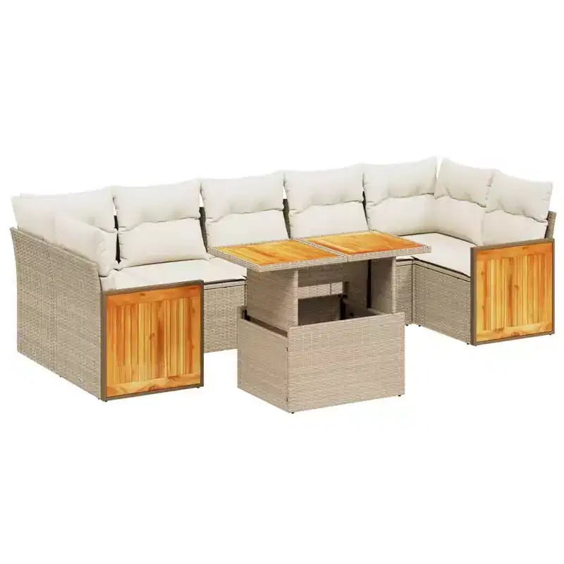 vidaXL 8-teiliges Gartensofa-Set mit Kissen, Poly-Rattan