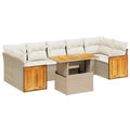 vidaXL 8-teiliges Gartensofa-Set mit Kissen, Poly-Rattan