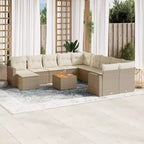 vidaXL ensemble de canapé de terrasse avec coussins, mobilier d’extérieur 12 pièces en polyrotin