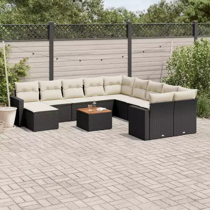 vidaXL ensemble de canapé de terrasse avec coussins, mobilier d’extérieur 12 pièces en polyrotin