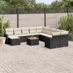 vidaXL ensemble de canapé de terrasse avec coussins, mobilier d’extérieur 12 pièces en polyrotin