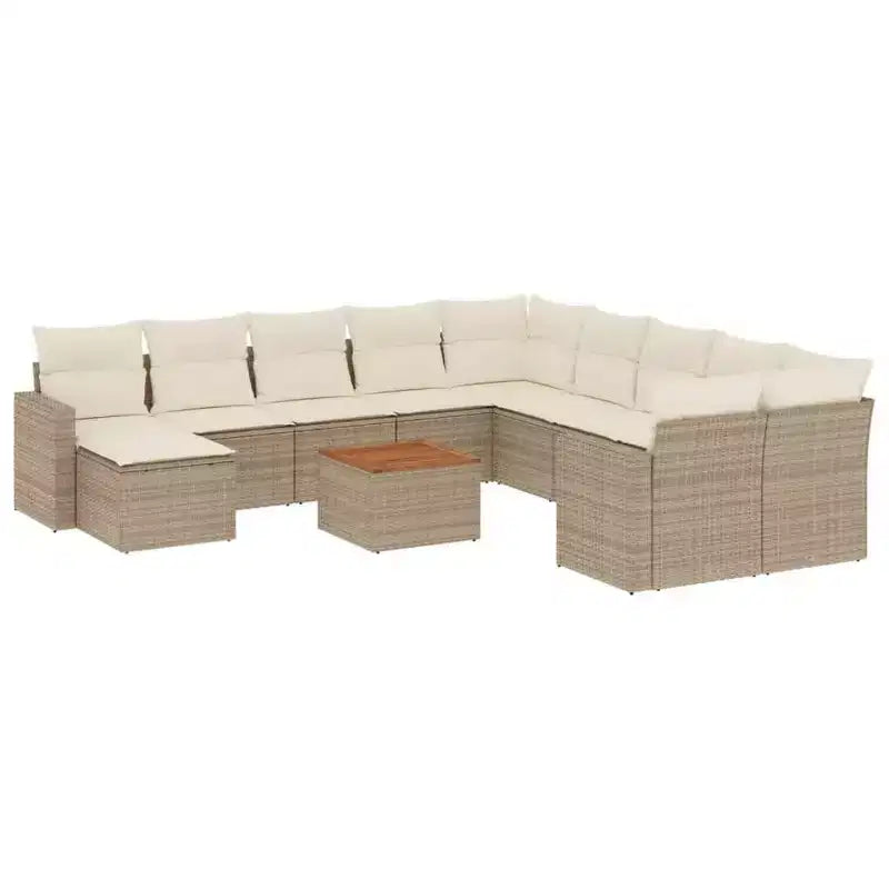 vidaXL ensemble de canapé de terrasse avec coussins, mobilier d’extérieur 12 pièces en polyrotin