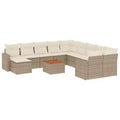 vidaXL ensemble de canapé de terrasse avec coussins, mobilier d’extérieur 12 pièces en polyrotin
