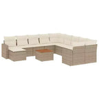 vidaXL ensemble de canapé de terrasse avec coussins, mobilier d’extérieur 12 pièces en polyrotin
