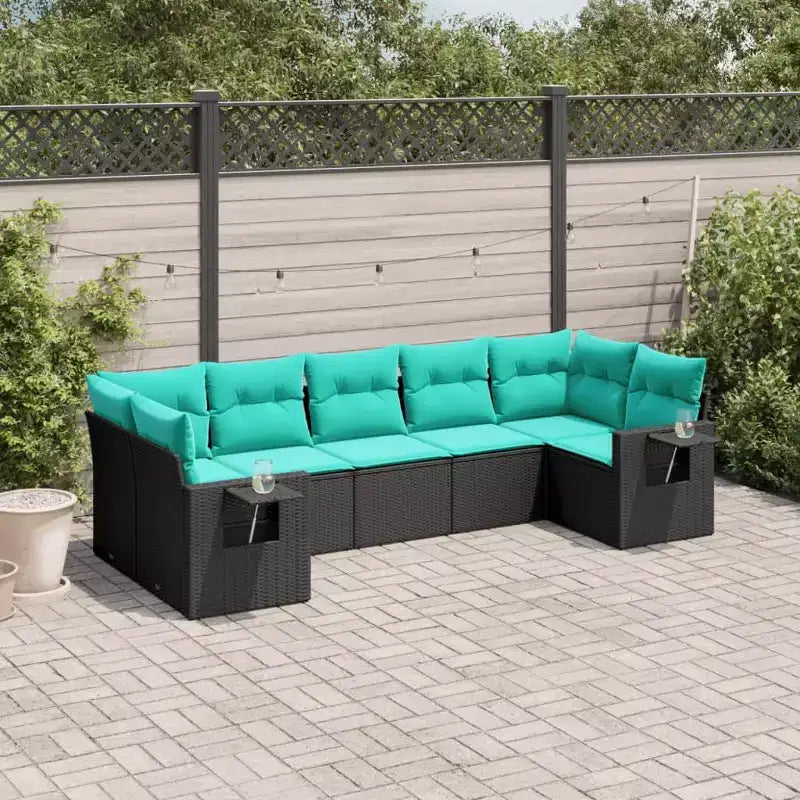 Set di divani da giardino vidaXL da 7 pezzi con cuscini, polyrattan grigio