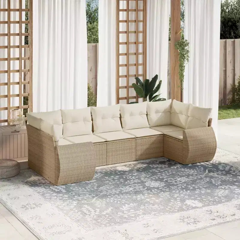Set di divani da giardino vidaXL da 7 pezzi con cuscini, polyrattan grigio