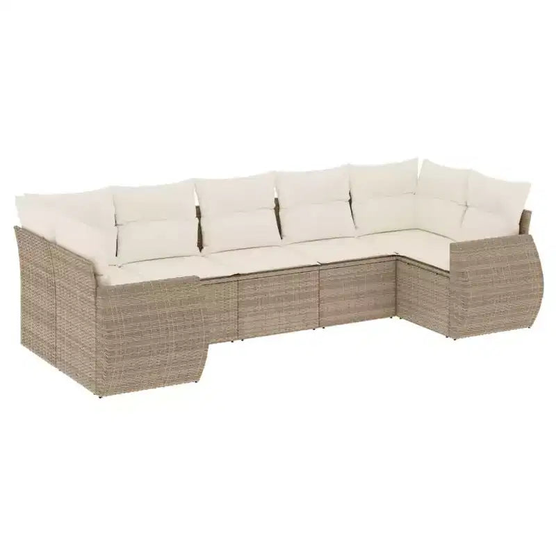 Set di divani da giardino vidaXL da 7 pezzi con cuscini, polyrattan grigio