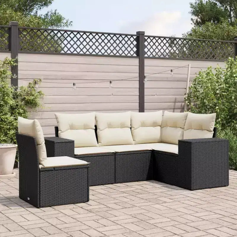 vidaXL 6-delige loungeset voor de patio met kussens, polyrotan, modulaire hoekset voor buiten, meerdere kleuren/modellen