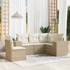 vidaXL 6-delige loungeset voor de patio met kussens, polyrotan, modulaire hoekset voor buiten, meerdere kleuren/modellen