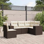 vidaXL 6-delige loungeset voor de patio met kussens, polyrotan, modulaire hoekset voor buiten, meerdere kleuren/modellen