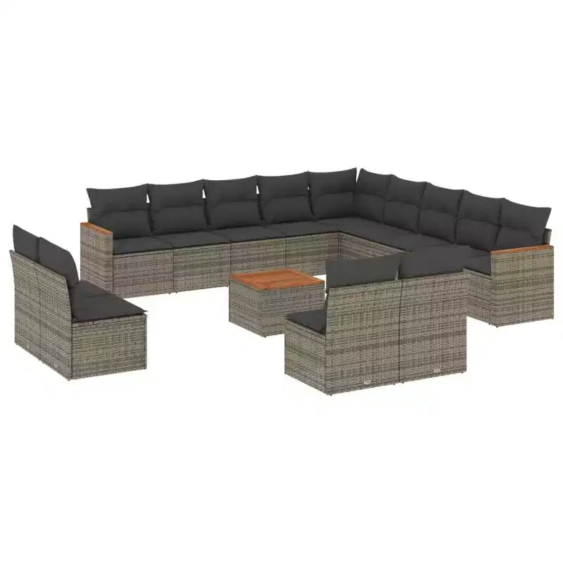 vidaXL 14 Piece Patio Sofa Set with Cushions Poly Rattan