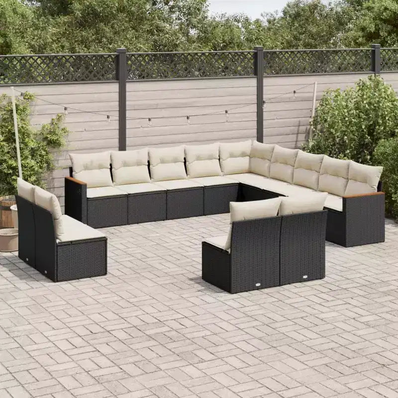 vidaXL 14-teiliges Loungeset für die Terrasse mit Auflagen, Poly-Rattan