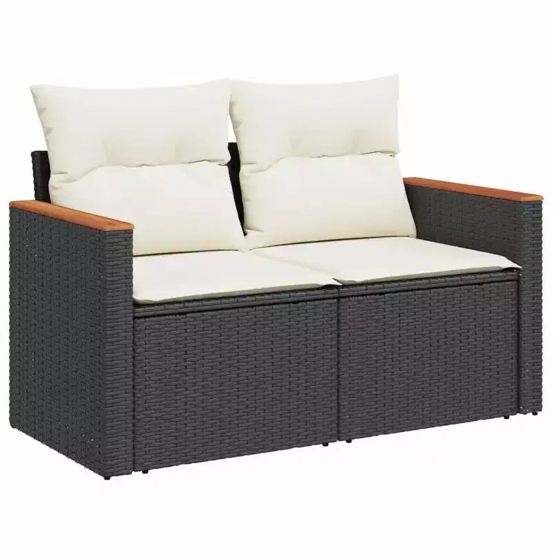 vidaXL 14-teiliges Loungeset für die Terrasse mit Auflagen, Poly-Rattan