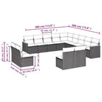 vidaXL 14-teiliges Loungeset für die Terrasse mit Auflagen, Poly-Rattan