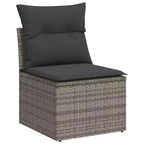 vidaXL 14-teiliges Loungeset für die Terrasse mit Auflagen, Poly-Rattan