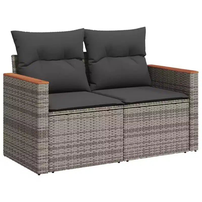 vidaXL 14-teiliges Loungeset für die Terrasse mit Auflagen, Poly-Rattan