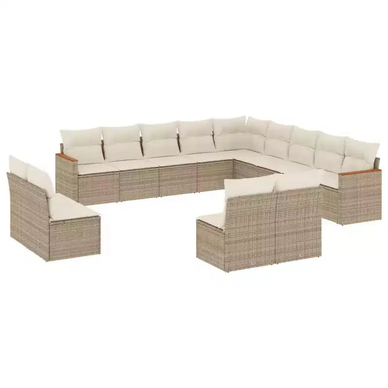 vidaXL 14-teiliges Loungeset für die Terrasse mit Auflagen, Poly-Rattan