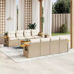 vidaXL 9-teiliges Gartensofa-Set mit Kissen, Poly-Rattan