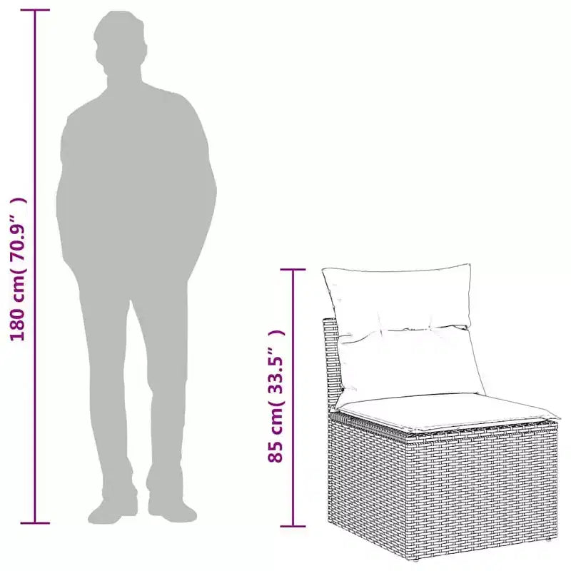 vidaXL 9-teiliges Gartensofa-Set mit Kissen, Poly-Rattan