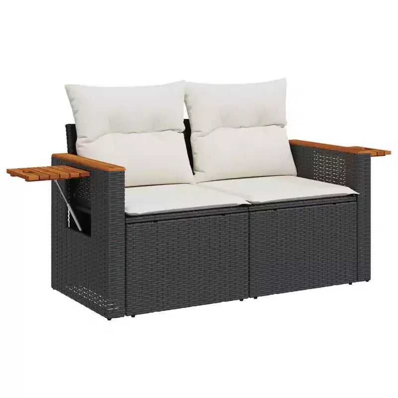 vidaXL 9-teiliges Gartensofa-Set mit Kissen, Poly-Rattan