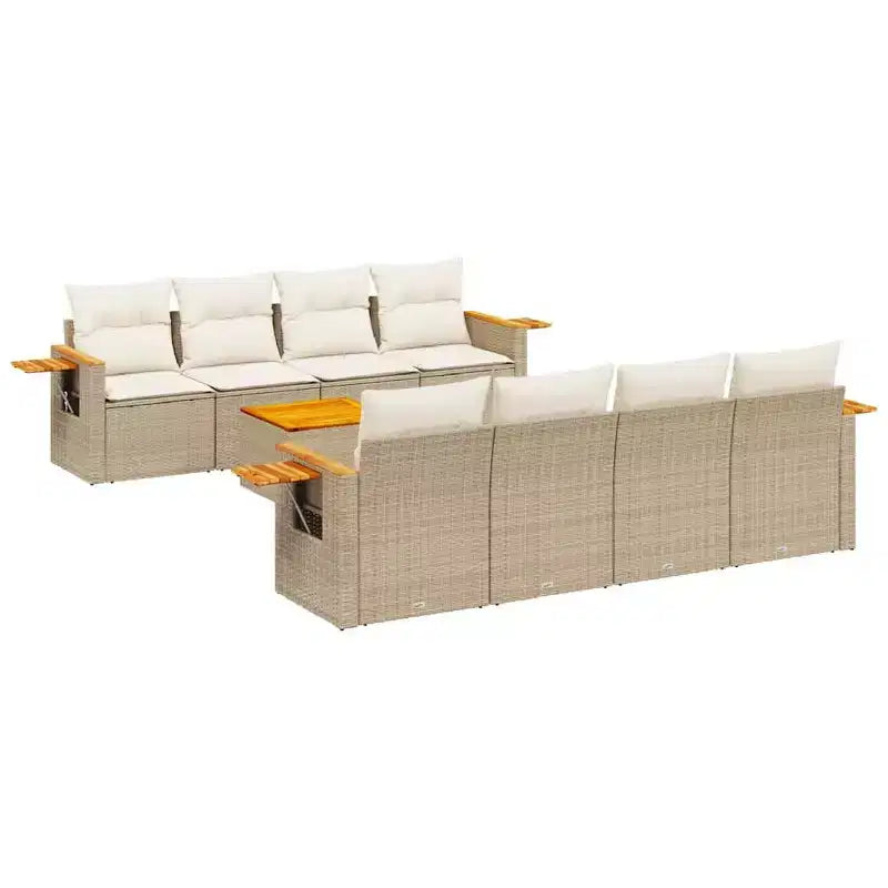 vidaXL 9 Piece Patio Sofa Set with Cushions Poly Rattan