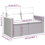 vidaXL 7-teiliges Gartensofa-Set mit Kissen, Poly-Rattan