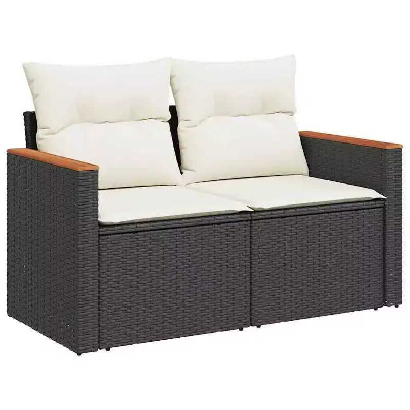 vidaXL 7-teiliges Gartensofa-Set mit Kissen, Poly-Rattan