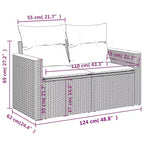 vidaXL 7-teiliges Gartensofa-Set mit Kissen, Poly-Rattan