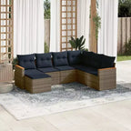 vidaXL 7-teiliges Gartensofa-Set mit Kissen, Poly-Rattan