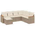 vidaXL 7-teiliges Gartensofa-Set mit Kissen, Poly-Rattan