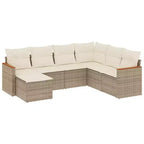 vidaXL 7-teiliges Gartensofa-Set mit Kissen, Poly-Rattan