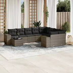 vidaXL 10-teiliges Gartensofa-Set mit Auflagen, Poly-Rattan