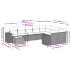 vidaXL 10-teiliges Gartensofa-Set mit Auflagen, Poly-Rattan