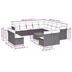 vidaXL 14-teiliges Terrassensofaset mit Kissen aus schwarzem Poly-Rattan