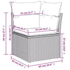 Ensemble de salon de jardin vidaXL 9 pièces avec coussins, mobilier de terrasse d’extérieur d’angle en polyrotin