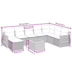Ensemble de salon de jardin vidaXL 9 pièces avec coussins, mobilier de terrasse d’extérieur d’angle en polyrotin