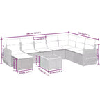 Ensemble de salon de jardin vidaXL 9 pièces avec coussins, mobilier de terrasse d’extérieur d’angle en polyrotin