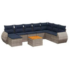 vidaXL 9 Piece Garden Sofa Set with Cushions, Poly Rattan Outdoor Sectional Patio Furniture