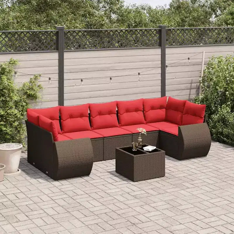 vidaXL Ensemble de canapés de terrasse avec coussins, mobilier d’extérieur, 8 pièces, en résine tressée