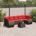 vidaXL Ensemble de canapés de terrasse avec coussins, mobilier d’extérieur, 8 pièces, en résine tressée