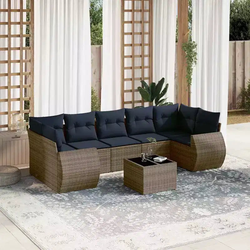 vidaXL Ensemble de canapés de terrasse avec coussins, mobilier d’extérieur, 8 pièces, en résine tressée
