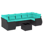 vidaXL Patio Sofa Set with Cushions Outdoor Furniture 8 Piece Poly Rattan