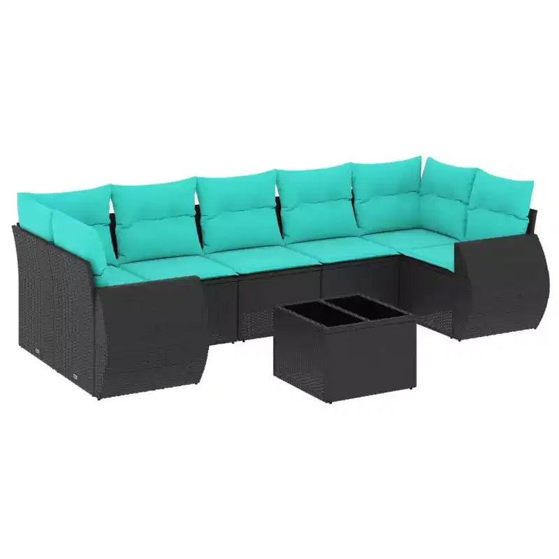 vidaXL Patio Sofa Set with Cushions Outdoor Furniture 8 Piece Poly Rattan