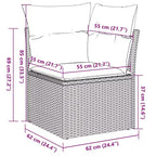 vidaXL 8-teiliges Gartensofa-Set mit Kissen, Poly-Rattan, modulares Ecksofa für den Außenbereich, verstellbarer Tisch