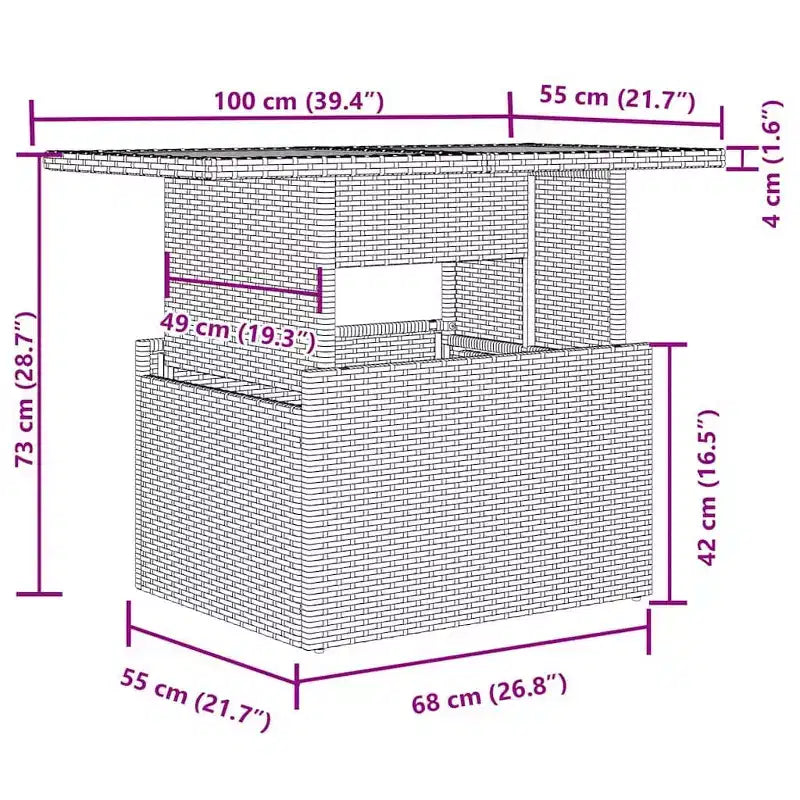 vidaXL 8-teiliges Gartensofa-Set mit Kissen, Poly-Rattan, modulares Ecksofa für den Außenbereich, verstellbarer Tisch