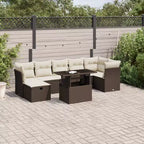 vidaXL 8-teiliges Gartensofa-Set mit Kissen, Poly-Rattan, modulares Ecksofa für den Außenbereich, verstellbarer Tisch