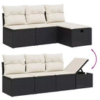 vidaXL 8-teiliges Gartensofa-Set mit Kissen, Poly-Rattan, modulares Ecksofa für den Außenbereich, verstellbarer Tisch