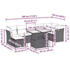 vidaXL 8-teiliges Gartensofa-Set mit Kissen, Poly-Rattan, modulares Ecksofa für den Außenbereich, verstellbarer Tisch