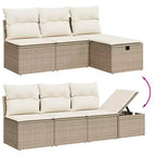 vidaXL 8-teiliges Gartensofa-Set mit Kissen, Poly-Rattan, modulares Ecksofa für den Außenbereich, verstellbarer Tisch