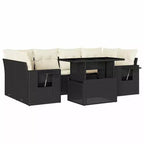 vidaXL Patio Sofa Set with Cushions Outdoor Furniture 7 Piece Poly Rattan
